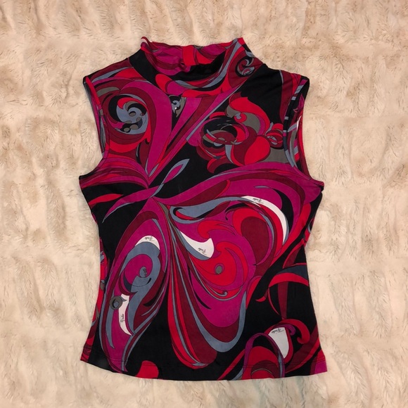Emilio Pucci Tops - Emilio Pucci Firenze Print Mock-neck Tank
